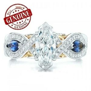 New Marquise Blue Sapphire & White Topaz Size: 8